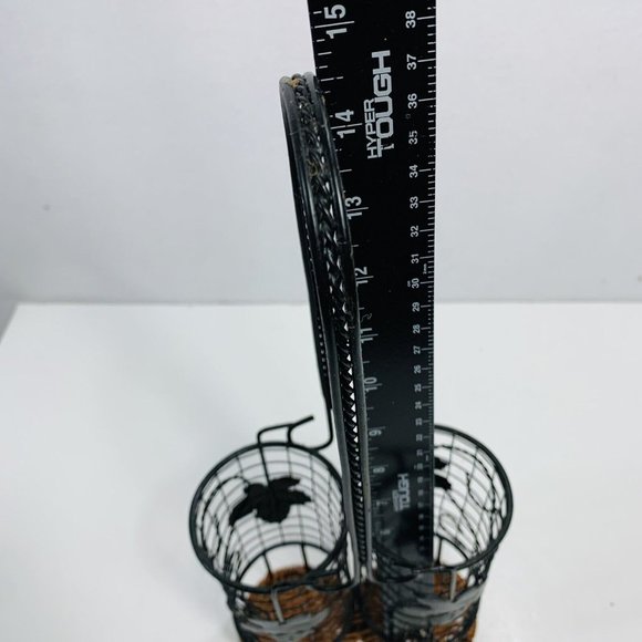 Tuscan Wicker Metal Wire Kitchen Caddy For Skinny Oil Vinegar Bottles Decor 14” - Picture 7 of 10